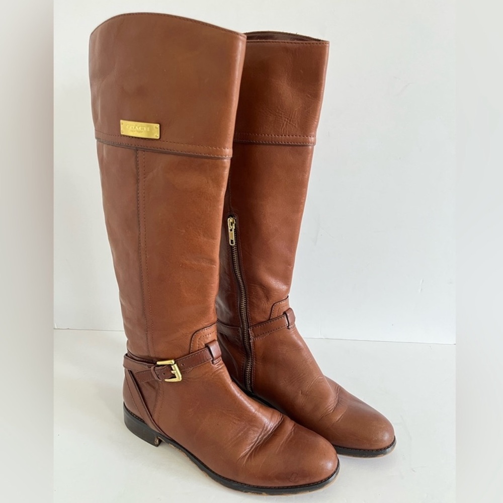 Coach Cognac Brown Leather Over-the-Knee Boots